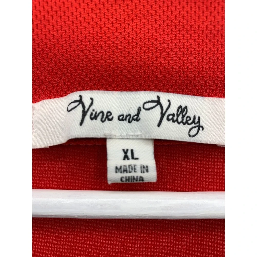 Vine & Valley Baseball Jersey Womens XL Orange Logo Graphic Print Button Front - Picture 8 of 16